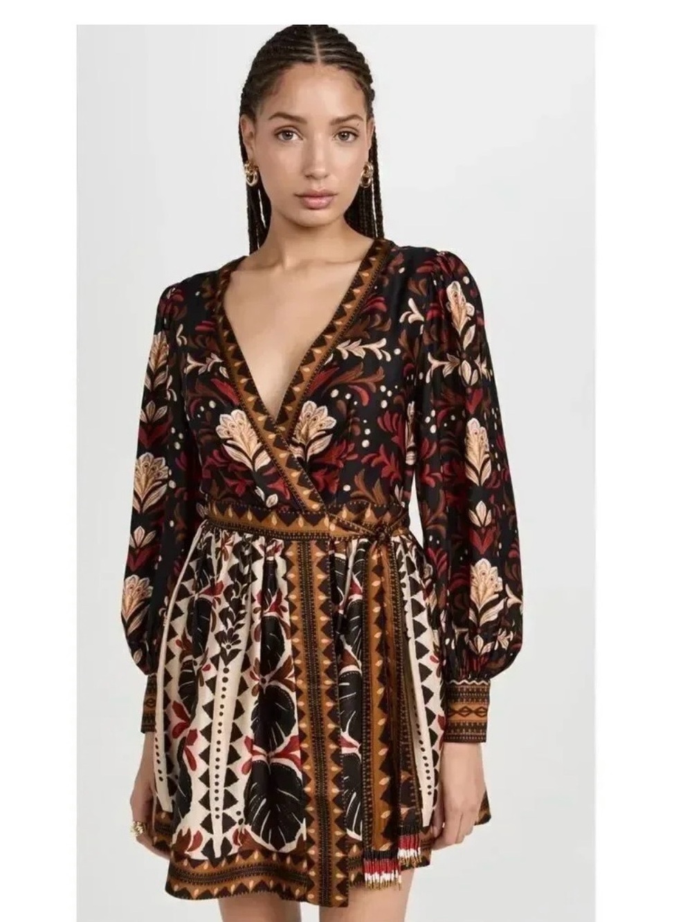 FARM Rio Tapestry Multicolor Wrap Mini Dress. Size M. New w/tags